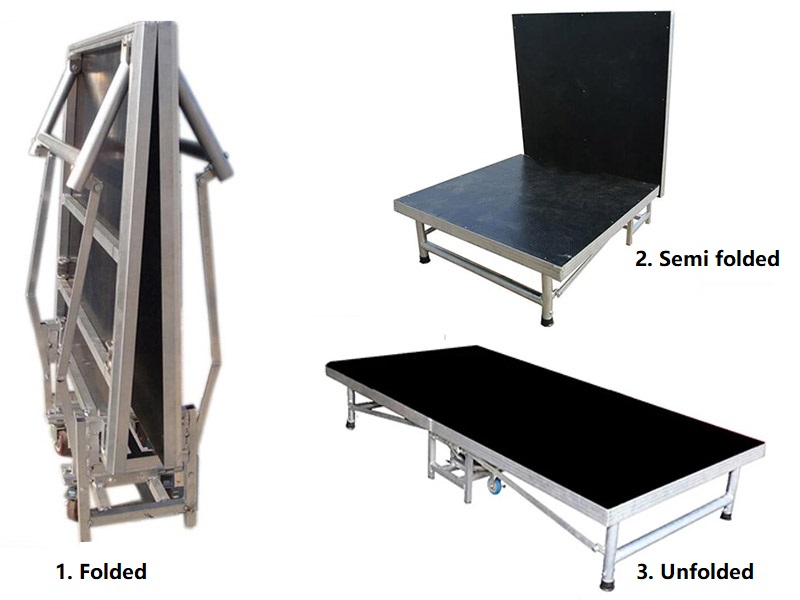 adjustable mobile folding stage deck