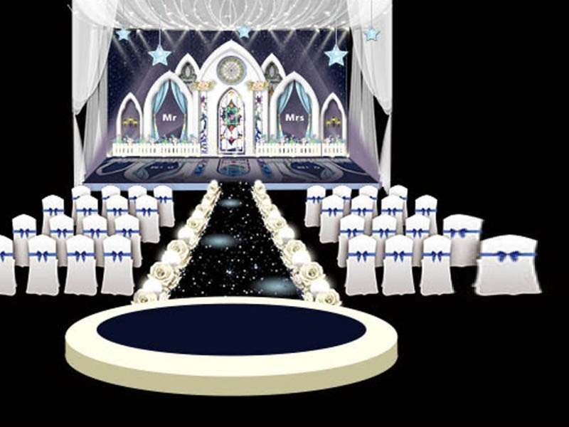 Dernière décoration de scène royale à petit budget pour mariage à l'église
